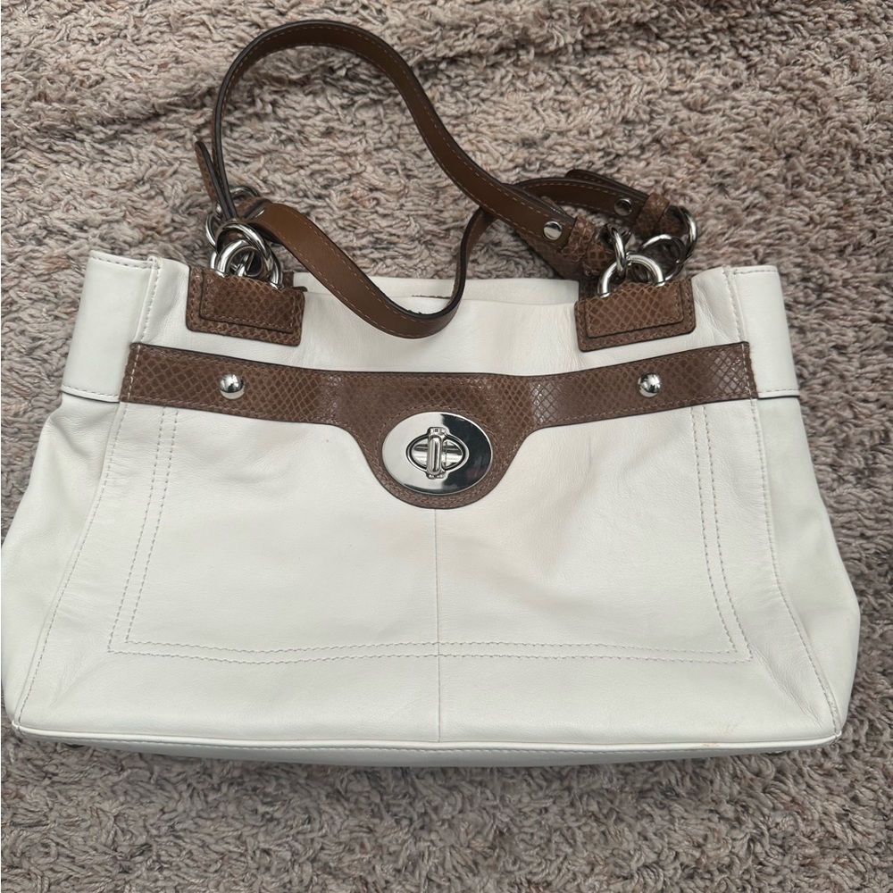 Coach White and Brown Women's Handbag